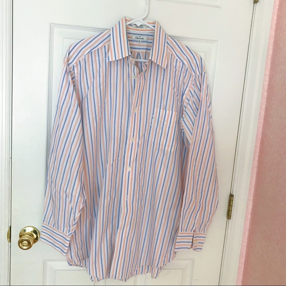 Striped Faonnable Button-Down Shirt - image 1